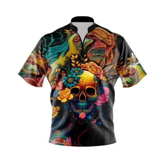 Discover Storm Floral Skullscape Fast Track CoolWick Bowling Jersey