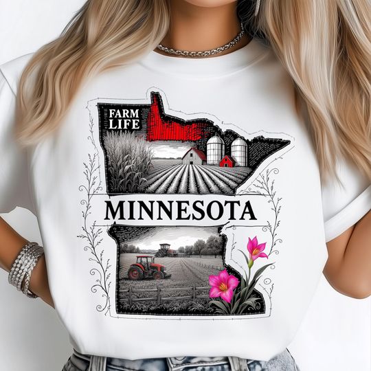 Farm Life Minnesota T-Shirt, Tractor Barn Field