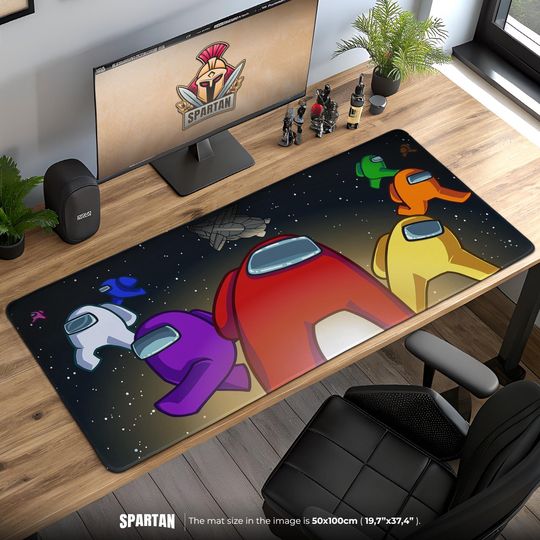Discover Among Us Space Crew Mouse Pad - Colorful Crewmates Gaming Desk Mat