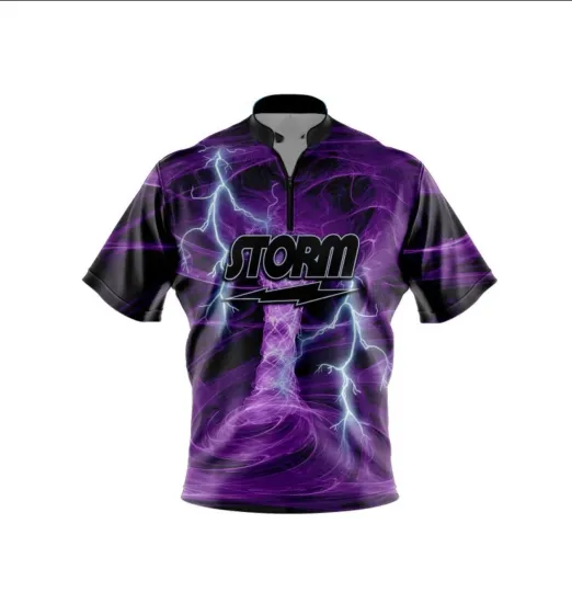 Discover Storm Electrical Tornado Purple Quick Ship CoolWick Sash Zip Bowling Jersey