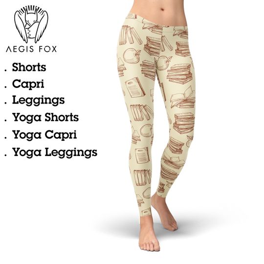 Discover Book Print Leggings: Bookworm Yoga Pants, Workout Capri