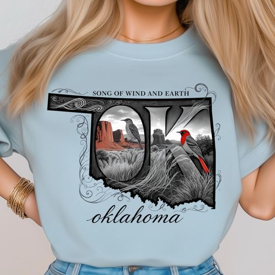 Discover Oklahoma Desert T-Shirt, Red Bird Canyon Nature Art