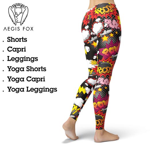Discover Comic Book Print Leggings: Graffiti Art Tights, Activewear Yogawear