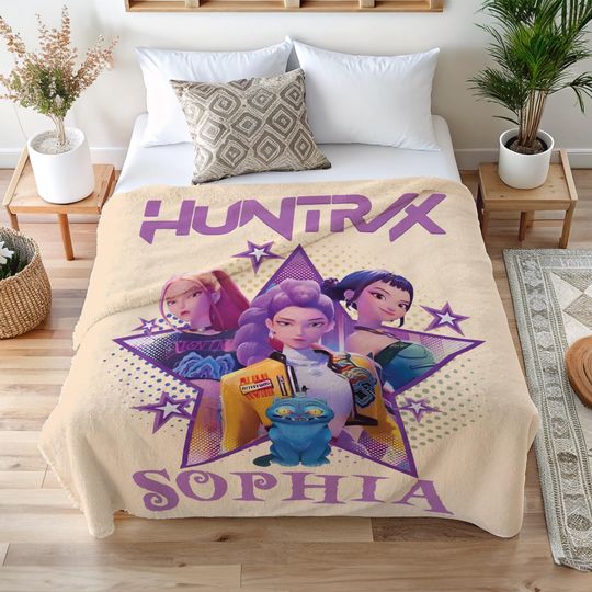 Kpop Demon Hunters Huntrix Blanket, Cozy Anime Inspired Throw, Cute Custom K-Pop Gift for Fans