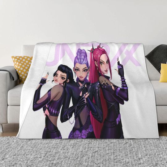 Discover Personalized K-pop Demon Hunters Blanket | Custom Theme Flannel Blanket | Cute Blanket with Name | Gift for Kids | Birthday Gift