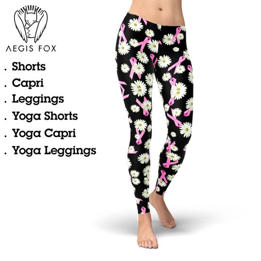 Discover Breast Cancer Awareness Leggings: Daisy Ribbon Yoga Pants