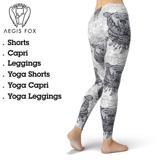 Discover Boho Bear Yoga Leggings: Tribal Print Activewear