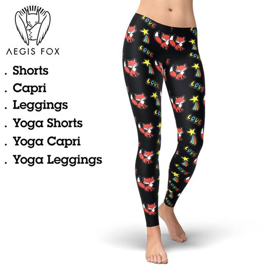 Discover Fox Print Capri Leggings: High Waist Yoga Pants