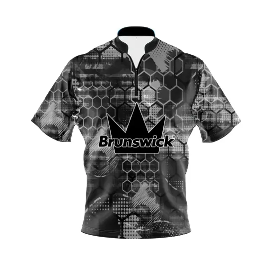 Discover Brunswick Blackout Honeycomb Quick Ship CoolWick Sash Zip Bowling Jersey