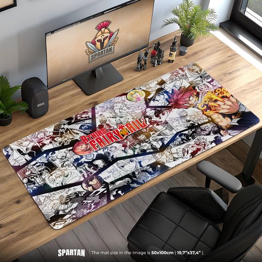 Fairy Tail Manga Panel Mouse Pad with Natsu Dragneel Art, Anime Gaming Desk Mat