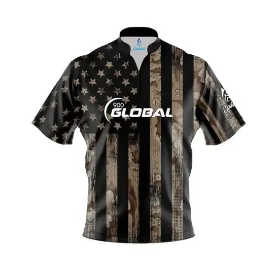 Discover 900 Global Desert Camo Flag Fast Track CoolWick Bowling Jersey