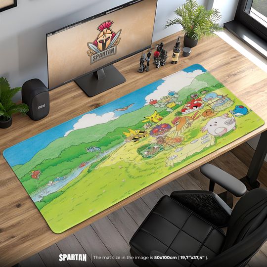 Discover Kanto Picnic poket mons Mouse Pad - Classic Anime Gaming Mat, Pika & Friends Desk Decor, Gift for Fans, Cute Setup