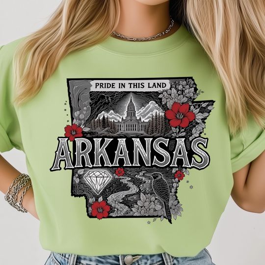 Discover Arkansas T-Shirt, Pride in This Land with Capitol, River, Diamond