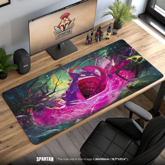 Discover Gengar Pocket Mons Desk Mat - Ghost Type Gaming Desk Mat for Anime Trainers and Collectors