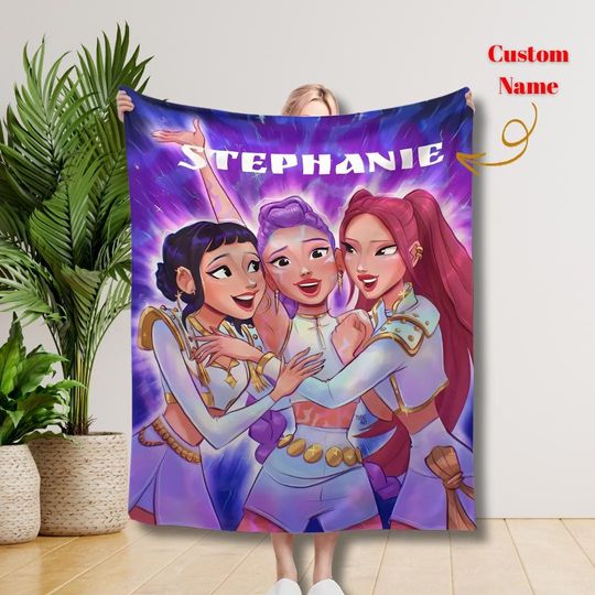 Discover Personalized Kpop Demon Hunters Blanket | Huntrix Custom Soft Gift for Teen Girls | Cozy Anime Throw for Kpop Fans & Unique Room Decor