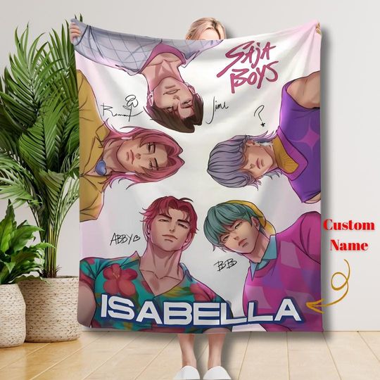 Discover Personalized Kpop Demon Hunters Blanket | Saja Boys Custom Soft Gift for Teen Girls | Cozy Anime Throw for Kpop Fans & Unique Room Decor