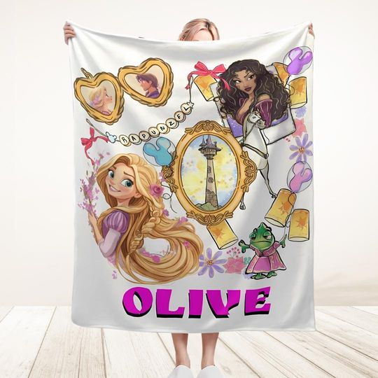 Personalized Tangled Blanket | Disney Rapunzel Princess Flannel Blanket | Magical Birthday Gift for Rapunzel Fans