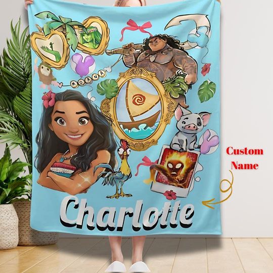 Discover Personalized  Disney Princess Blanket, Moana Custom Baby Girl Blanket, Disneyland Princess Blanket, Birthday Girl Blanket Gifts