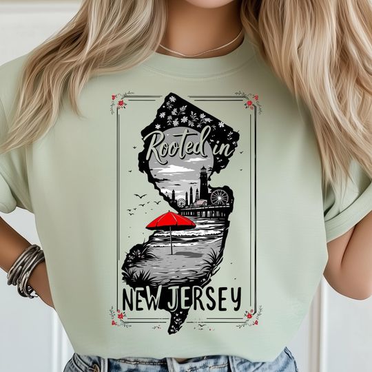 Discover Rooted In New Jersey T-Shirt, Jersey Shore Art Print, Atlantic Coast