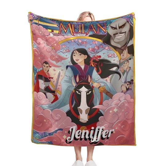 Mulan Inspired Personalized Blanket, Custom Disney Fleece Throw, Christmas, Fall Blanket