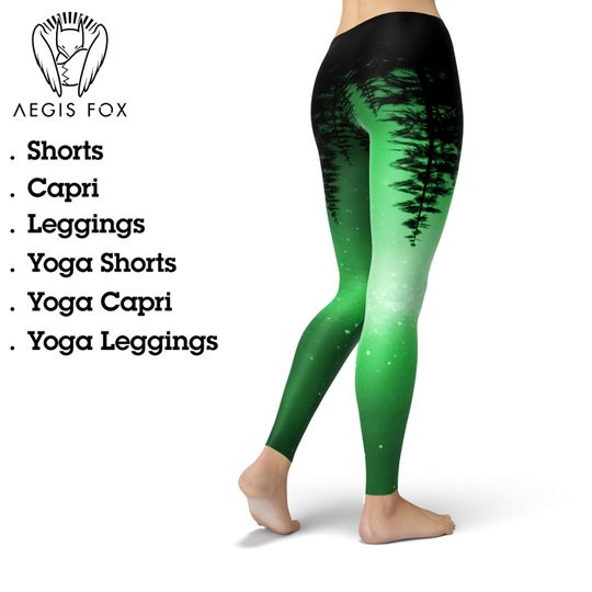 Discover Mystic Forest Galaxy Leggings: Celestial Tree Print Yoga Pants