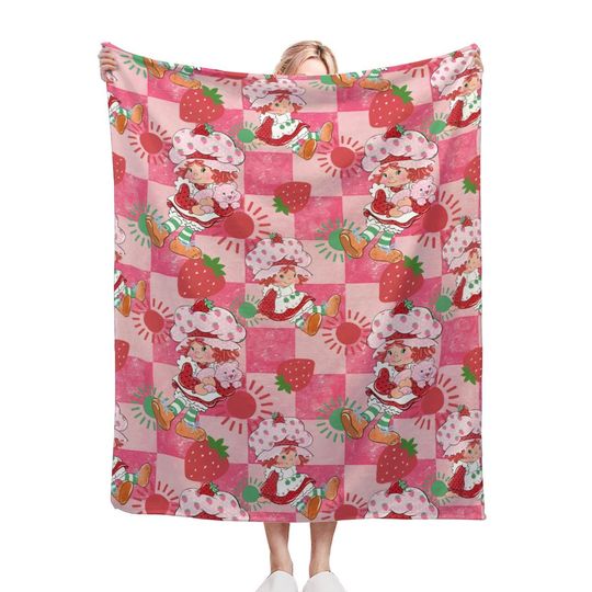Personalized Strawberry Shortcake Baby Blanket: Soft Microfiber Fleece