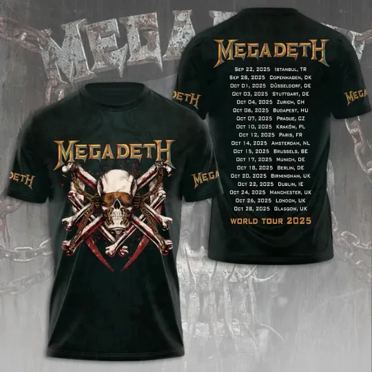 Discover Megadeth Rock Band World Tour 2025 Limited Edition 3D T-Shirt
