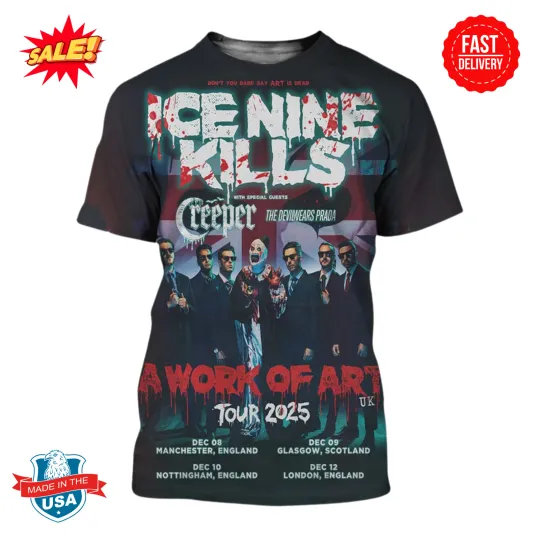 Ice Nine A Work Of Art UK Tour 2025 3D T-Shirt