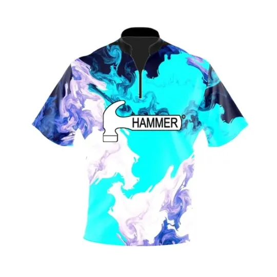 Discover Hammer Abstract Quick Ship CoolWick Sash Zip Bowling Jersey