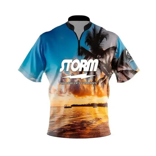 Discover Storm Sunset Palm Trees Fast Track CoolWick Bowling Jersey