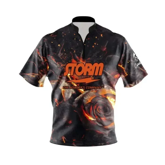 Discover Storm Flaming Rose Quick Ship CoolWick Sash Zip Bowling Jersey