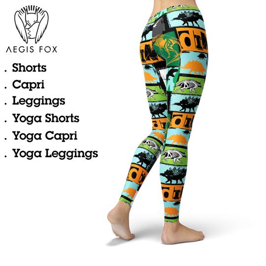 Discover Dinosaur Print Leggings: High Waist Yoga Pants, Workout Tights