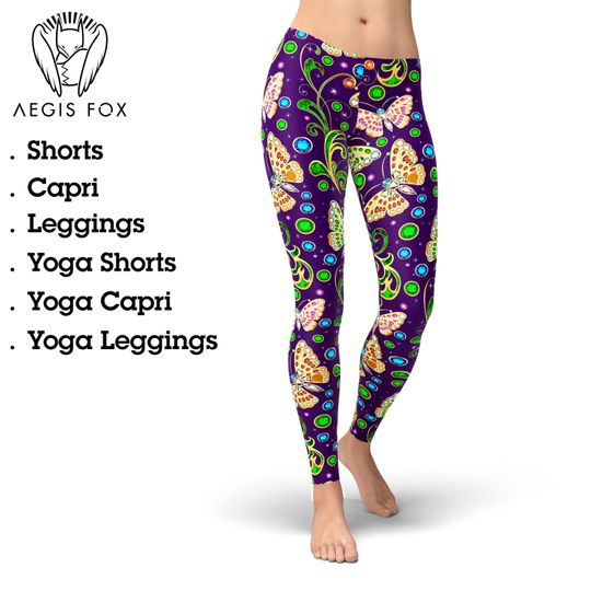Discover Butterfly Gemstone Print Leggings: Luxury Yoga Pants