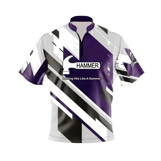 Discover Hammer Mid Lane Quick Ship CoolWick Sash Zip Bowling Jersey