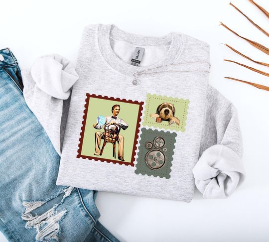 Carousel of Progress Sweatshirt with John & Rover Postage Stamp Design