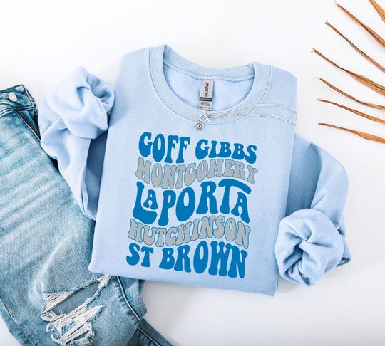 Discover Detroit Lions Retro Sweatshirt Unisex Crewneck Vintage Style Lions Players Heavy Blend