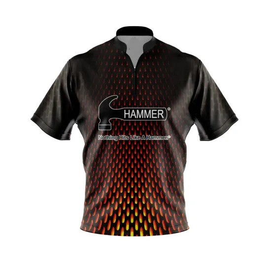 Discover Hammer Fire Mesh Quick Ship CoolWick Sash Zip Bowling Jersey