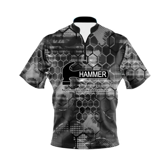 Discover Hammer Blackout Honeycomb Quick Ship CoolWick Sash Zip Bowling Jersey