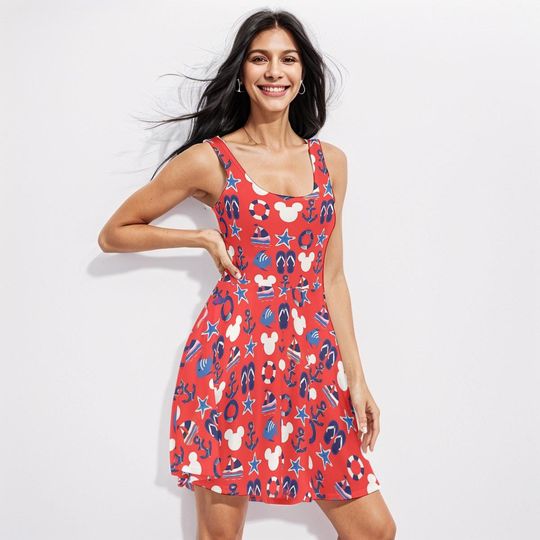 Discover Disney Cruise 2025 Dress , Nautical Disney Cruise Dress ,Mickey & Minnie Sailor Dress