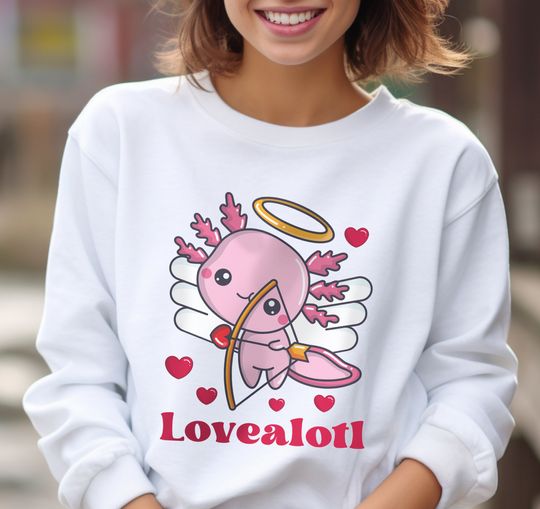 Discover Adorable Axolotl Valentine's Day Unisex Sweatshirt Crewneck
