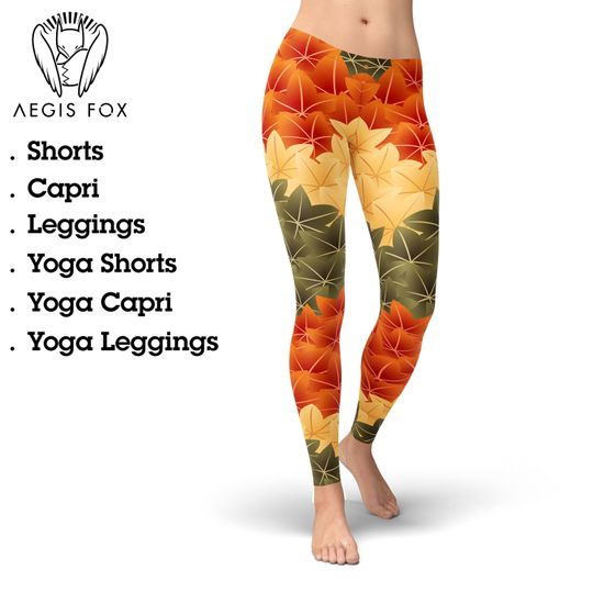 Discover Maple Leaf Print Leggings: High Waist Yoga Pants