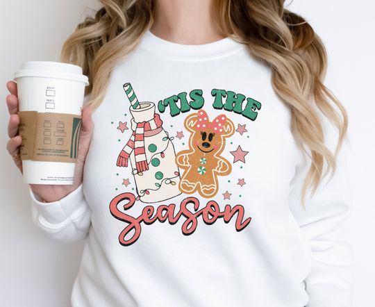 Discover Mickey Christmas Sweatshirt for Women, Holiday Minnie Gingerbread Sweatshirt