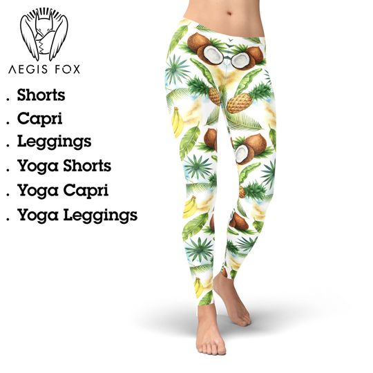 Discover Tropical Fruit Print Leggings: High Waist Yoga Workout Pants