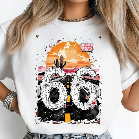 Route 66 Adventure T-Shirt, Road Trip T-Shirt, Retro Travel Png, Retro Design T-Shirt