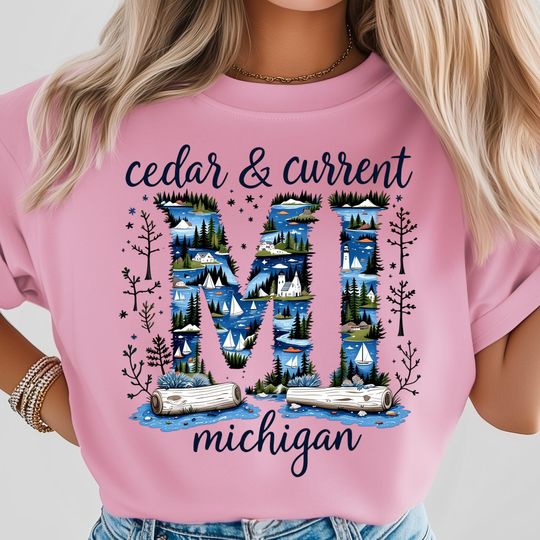 Discover Michigan T-Shirt, Great Lakes Art, Nautical Design Illustration, Lake Life Shirt