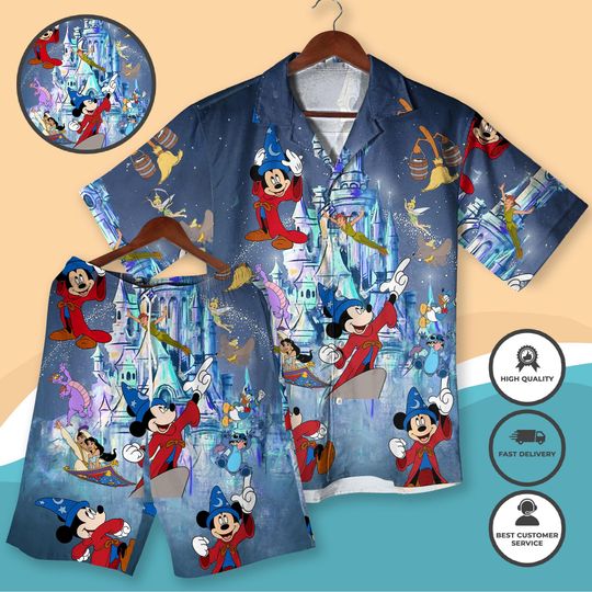 Discover Mickey Castle Magic Kingdom Hawaiian Shirt, Fantasyland Aloha Cruise Outfit