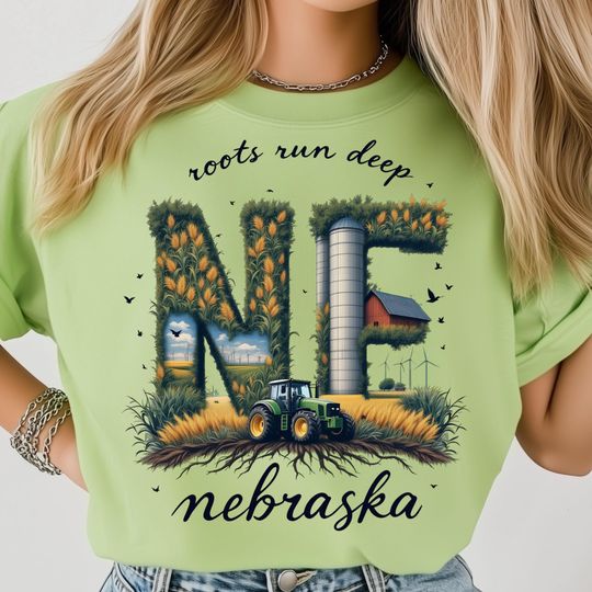 Discover Nebraska State  PNG, Farm Art Design, Rural Pride Illustration, Harvest Season Posters, State Map Art, USA State Shirt Sublimation
