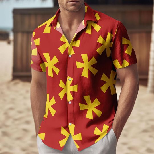 Chip and Dale Cosplay Costume Hawaii Beach Shirt Halloween Cartoon Movie Button Shirt