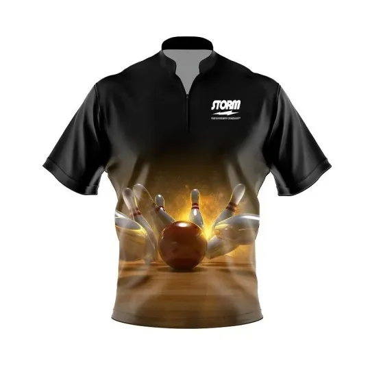 Storm Strike Force Quick Ship CoolWick Sash Zip Bowling Jersey
