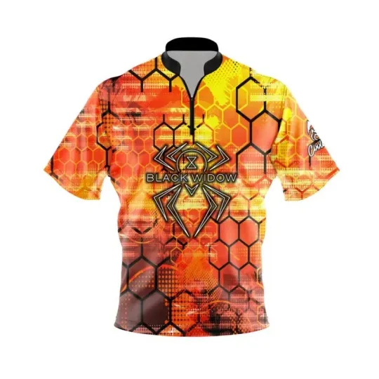 Hammer Black Widow Fire Honeycomb Quick Ship CoolWick Sash Zip Bowling Jersey